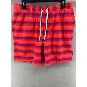 NWT Devereux Board Shorts Mens Sz L Orange Stripe Athletic Stretch‎ Water Swim